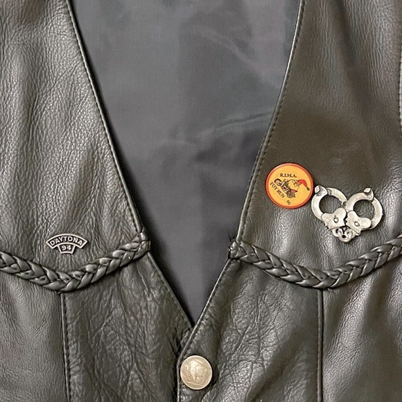 VTG Men’s Buffalo Nickel Snap Motorcycle Vest MADE IN USA Size 40 - Picture 4 of 12